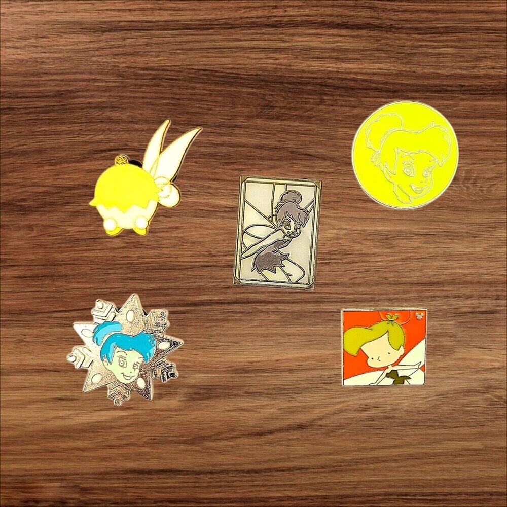 5 Peter Pan Tinker Bell Disney Parks Trading Pins, Plus 2 Bonus Pins